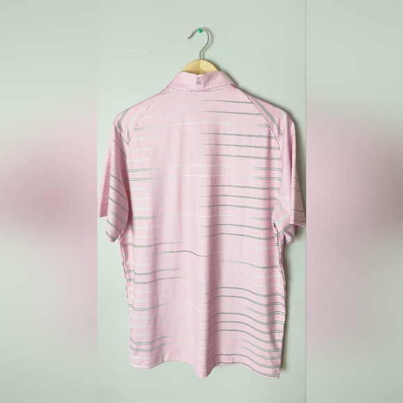 Nike Coller Polo Golf Shirt Tiger Woods Edition stripes pink Size Medium. Made i - Picture 4 of 8